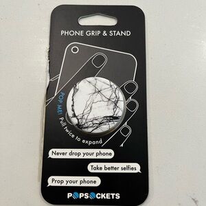 PopSocket White Marble Phone Grip & Stand with Black Veining